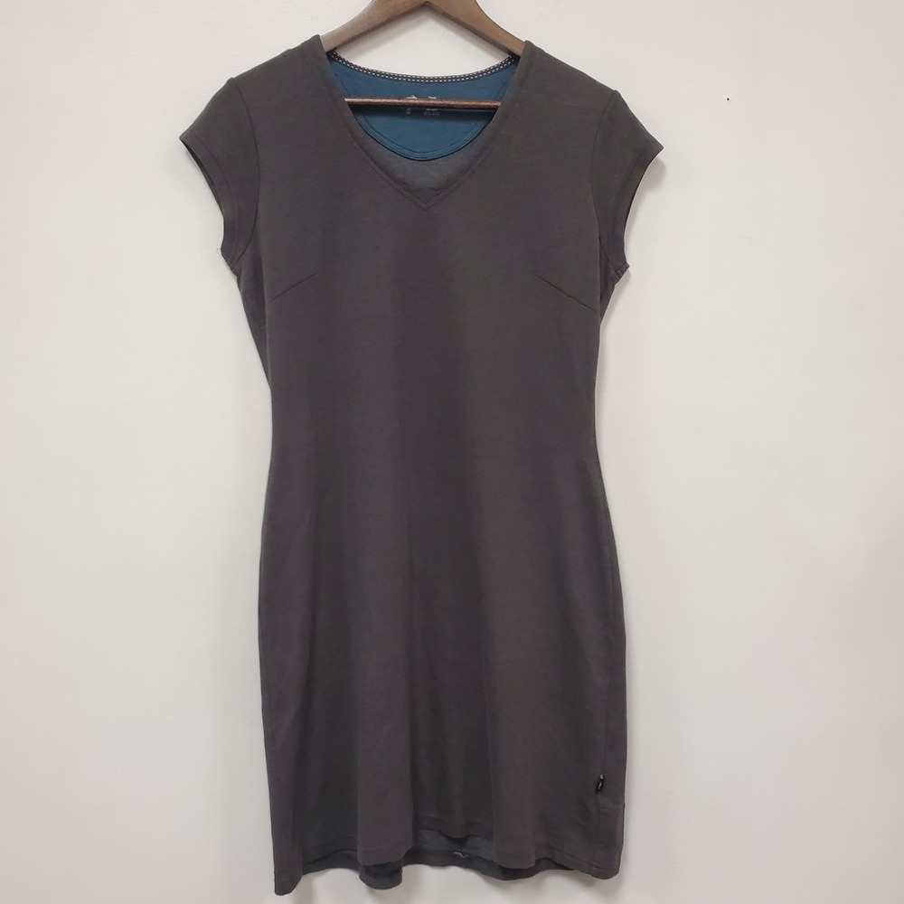 Horny Toad Womens Cap Sleeve Knee Length Dress Size M Gray Granola Tencel Blend